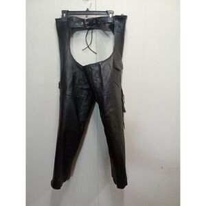 Bikers Leather Stuff Black Motorcycle Chaps W/Fringe (Size M)